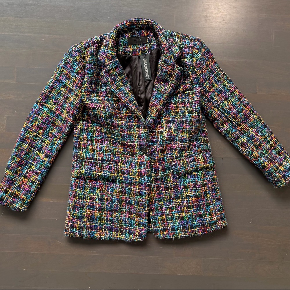 NWT Blank NYC Multicolor Sequin Tweed Blazer Jacket Size XS